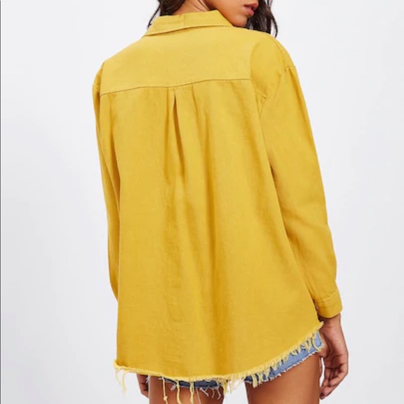 Frayed Curved Hem Denim Jacket OS - Picture 5 of 7